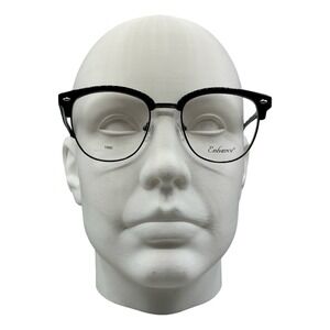 Enhance 4331 Black Gunmetal Browline Eyeglasses 53-20-145 TR90 Frames